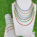 S11156 Dainty Minimalist 18k Gold Plated Colorful Square CZ Diamond Zircon Baguette Pave Tennis Necklace & Bracelet Jewelry Set