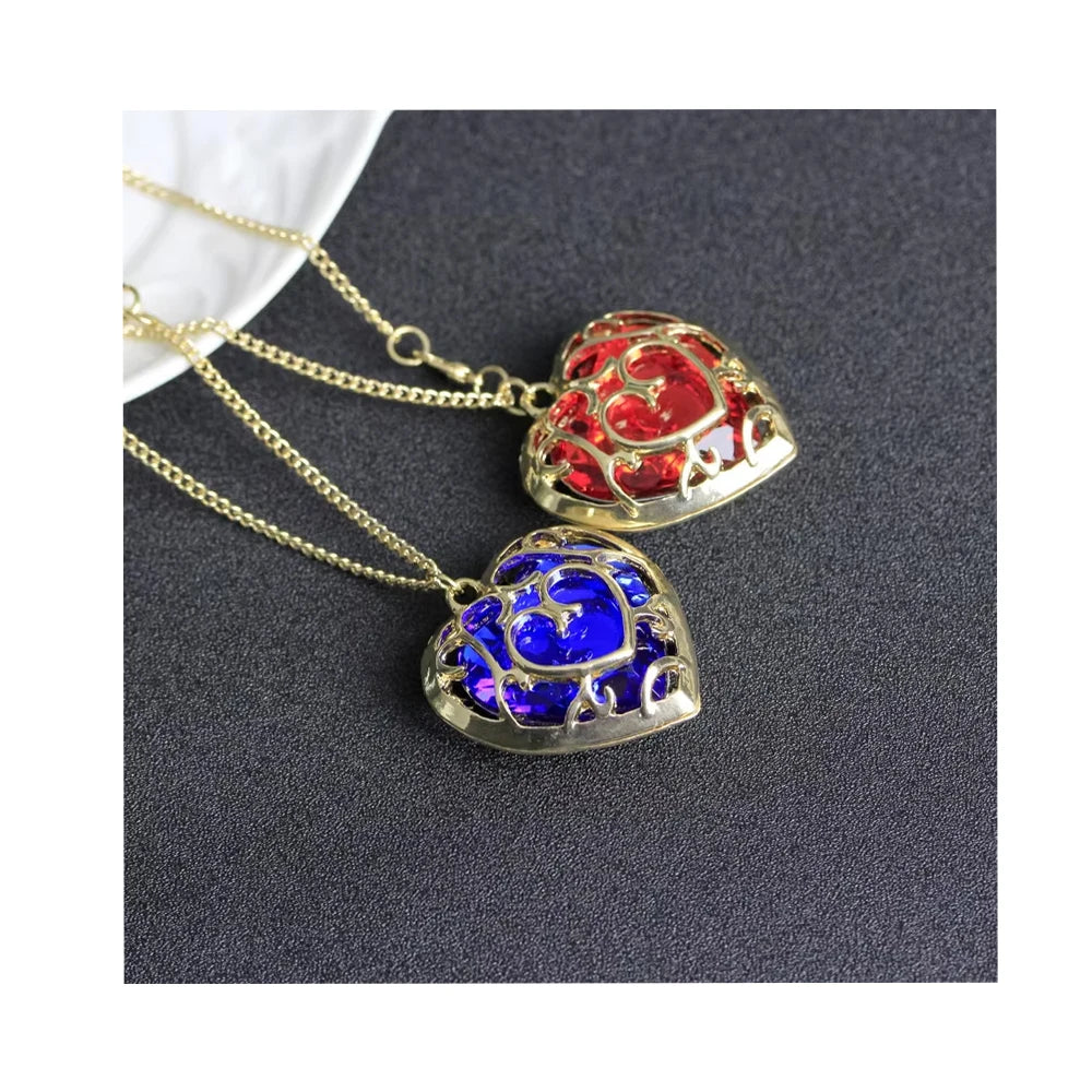 RisingMoon Collar Zelda Gold Plated Adjustable Pendant Necklaces Hollow Heart Shape Crystal Heart Necklace