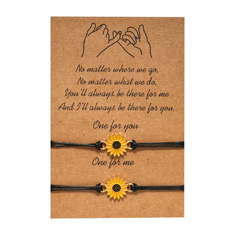 2pcs/Set Lovers Couple Friendship Gift Adjustable Braided String Women Charm Sunflower Bracelet Jewelry