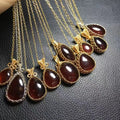 Crystals Healing  Fashion Jewelry Garnet Hand Wrapped Pendant Necklace