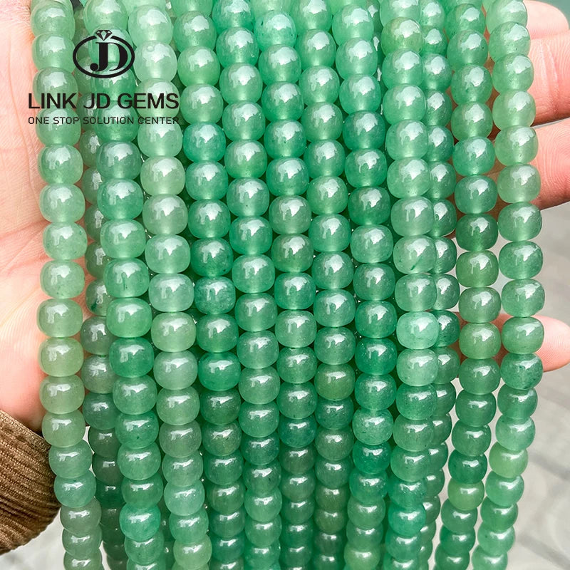 JD 7*8mm 9*10mm Natural Green Aventurine Jade Violet Stone Barrel Shape Loose Spacer Bead for Jewelry Making