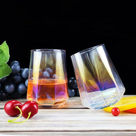 Mouth Blown Eco-friendly Lead Free Durable Luster 340ml Minimalist Stemless Glass Octagonal Whisky Wine Tumbler Bar Glasses