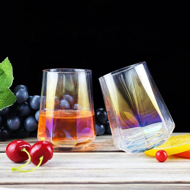 Mouth Blown Eco-friendly Lead Free 340ml Minimalist Stemless Glass Octagonal Whisky Wine Tumbler Bar Glasses Luxury