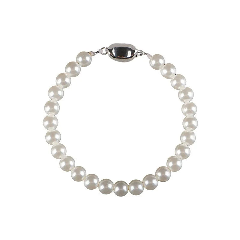 Women's S925 Silver Beaded 8mm Imitation Pearl Classic Gold Plated Geometric Shape Custom Fashion Jewelry Party Wedding Gift