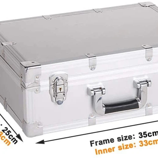 Aluminum Carrying Case Transport Box with a Lock Shockproof Tool Storage Box Foam Black