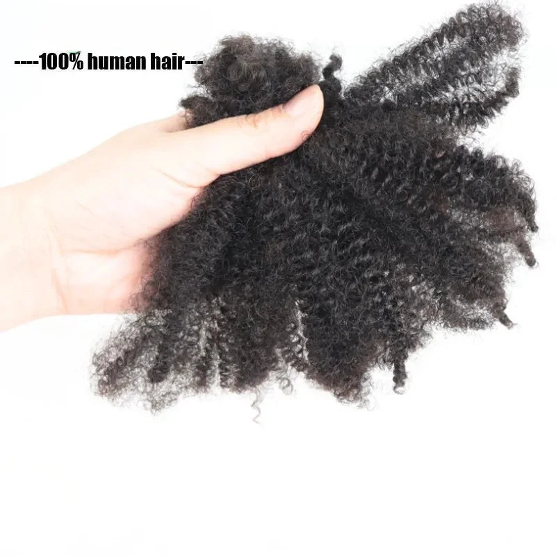 30g 10A Grade Permed Short Length Afro Kinky Curly Human Hair Bulk with Machine Double Weft for Crochet Braiding
