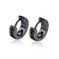 High Polish Stainless Steel 4mm Wide Black Steel Color Plating Link Chain Round Huggie Hoop Earrings for Men and Women