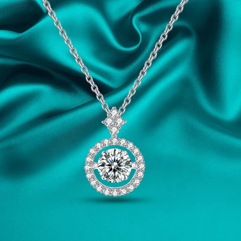 Abiding 1Ct Moissanite Diamond Pendant 925 Sterling Silver Jewelry Round Moissanite Necklace Women for Wedding