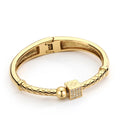Fashion Female Shining Crystal Rubik's Cube Bracelet Gold Color Brass Bangles for Women Accessories Bracelets Jewelry