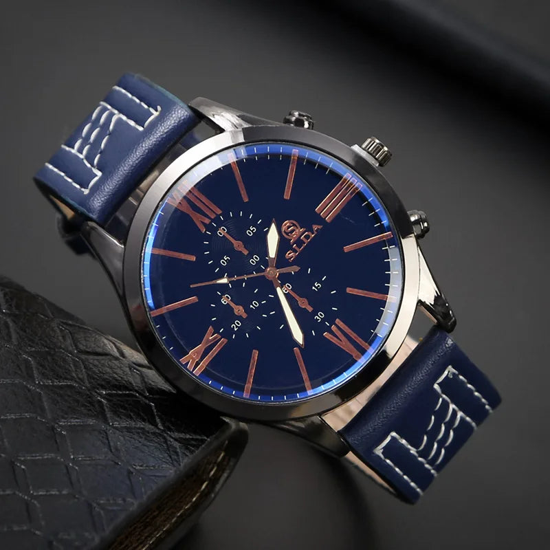 2024 High Quality Fashion Business Watches for Men Leather Luxury Quartz Watch Sport Watch Retro Clock Reloj Hombre