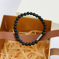 2024 New Arrival Men's Jewelry Custom Blank Charm Black  Beads Onyx Stone Bracelet Adjustable Size