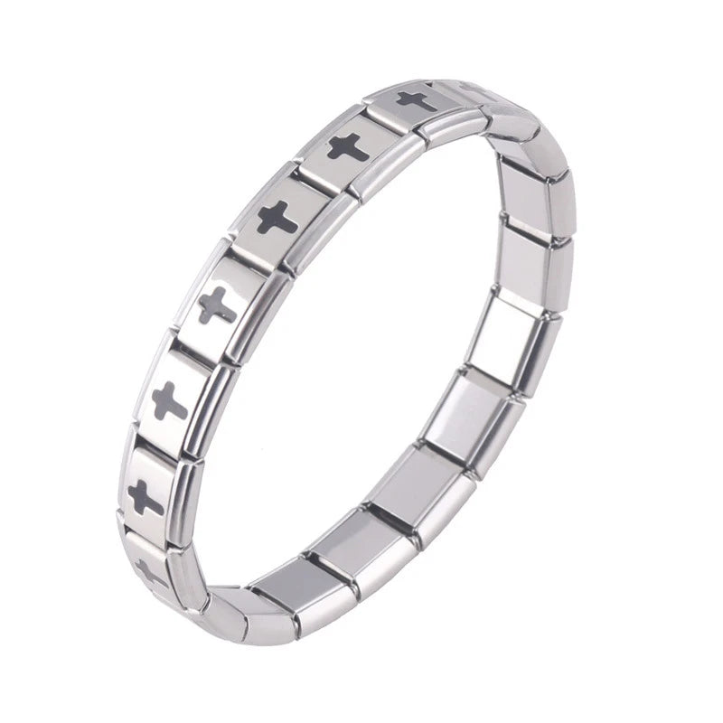 Hot Selling Gold Plated Stainless Steel Bracelet Fashion Jewelry with Double Hearts Geometric Stretch Bracelet