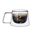 200ML Hot Sales Double Wall Borosilicate Reusable Glass Coffee Cup with Handle Printed