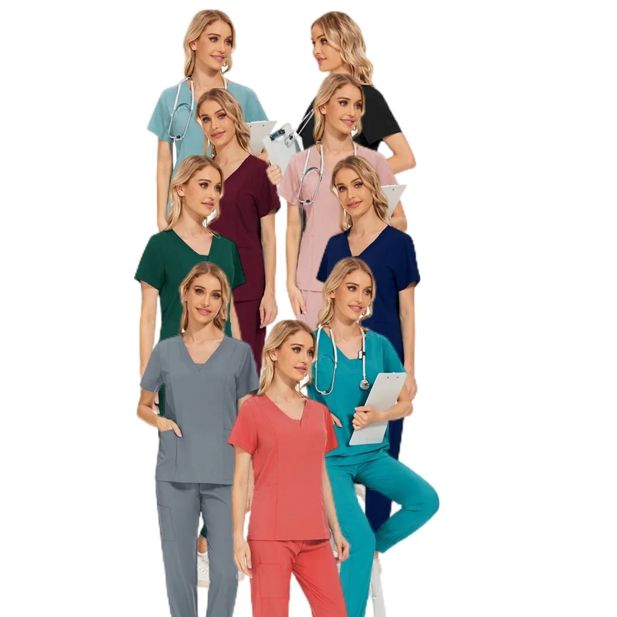 42025LW Scrubs Surgical High Waist Joggers Black for Nursing Scrubs Medical Scrubs Medical Bags