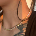 2026 Dazan New 18k Gold Plated Tarnish Free Stainless Steel Bamboo Zircon Tennis Chain Bracelet Necklace Jewelry Set for Women