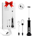 Electric USB Rechargeable Stainless Steel Handheld Milk Frother 3 Whisk