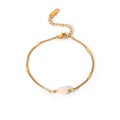 Minimalist Design Natural Stone Beaded Bracelet Stainless Steel Link Chain for Women No Fading Accessories