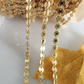 Premium 14K Gold Filled Flat Embossing & Stripe Chain Wholesale Jewelry Findings & Components Real 14K Gold for Making Jewelry