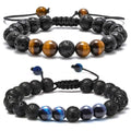 G2515 Wholesale Abalorios Para Pulseras 8mm Blue Yellow Tiger Eye Beaded Lava Rock Stone Bracelet Jewelry Bracelets & Bangles