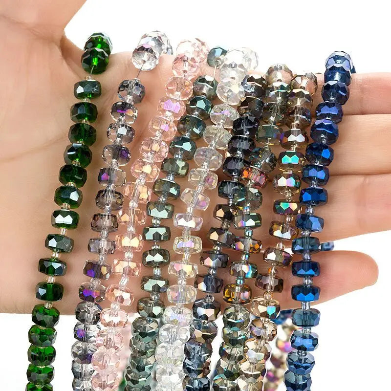 Wholesale New Design 8mm Loose Spacer Beads Glass Tyre Beads for Jewelry Making  Faceted Glass Beads Crystal