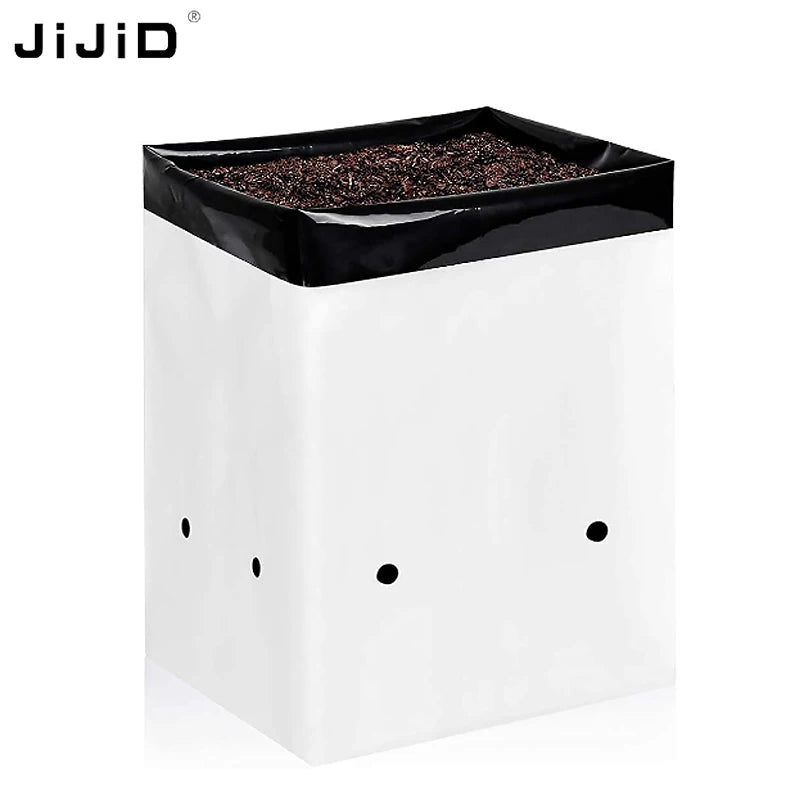 JiJiD 5 Gallon Poly Seedling Nursery Planting Bags White Black Greenhouse Tomatoes Vegetables Grow Bags for Plants