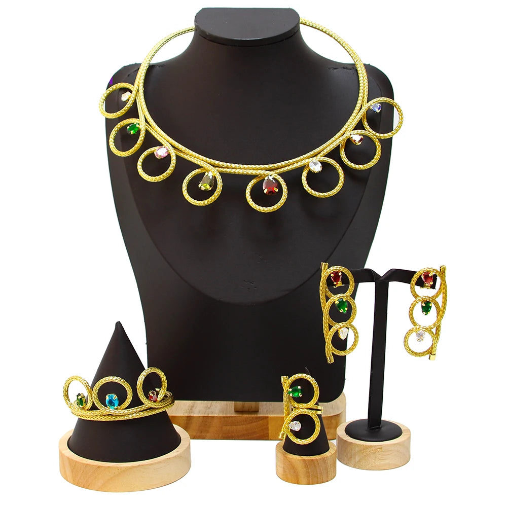 MEIZI JEWELRY Latest Hot Sale 24K Gold Plated Copper Jewelry Sets for Ladies Fashionable Wedding Party Accessories in Dubai