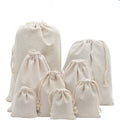 Recycled Cotton Bags Drawstring White Canvas Pouch  Small Printed Custom Logo Natural Color Shoes Clothes Dust Bag