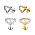 G23 ASTM F136 Titanium 16G Cubic Zircon Inlay Lips Internal Thread Labret Ear Stud Lobe Helix Body Piercing Jewelry