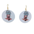 New Arrival Black Girls Women Round Disc African Wood Earrings