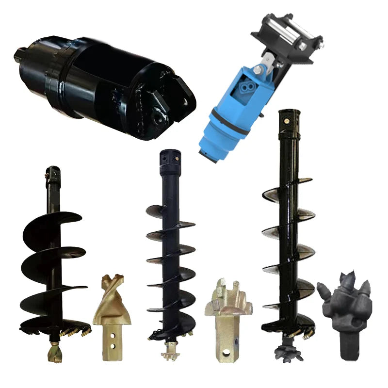 5-40 Ton Hydraulic Earth Auger Drill Excavator Attachment Tree Pit Drilling Borehole 30-180cm Depth 3-9m Engine Bearing Pump