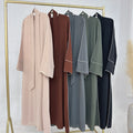 Wholesale Modest Summer Dress for Muslim Women Elegant White Velvet Abaya with White Trim Maxi Robe Plus Size Solid Color