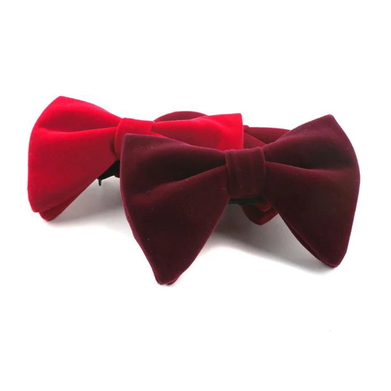 Custom Men's Big Velvet Bow Ties with Adjustable Strap 100% Polyester Formal & Wedding Use-High Quality Good Price