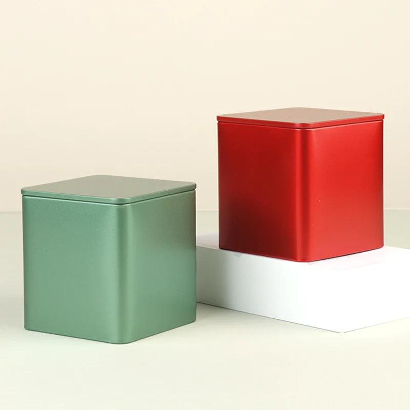 Custom Square Metal Tea Tin Can RTS 85*85*H90 Airtight Coffee Empty Tin Can for Food & Tea Packaging Tinplate Material