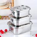 Students' Children's Stainless Steel 304 Rectangular Leak-Proof Single-Tier Lunch Packing Box 0-1L Capacity School Lunches