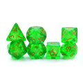 Wholesale Price Custom 7 Piece Green Polyhedral Dice Set OEM ODM Resin Bright Green Iridescent Dice