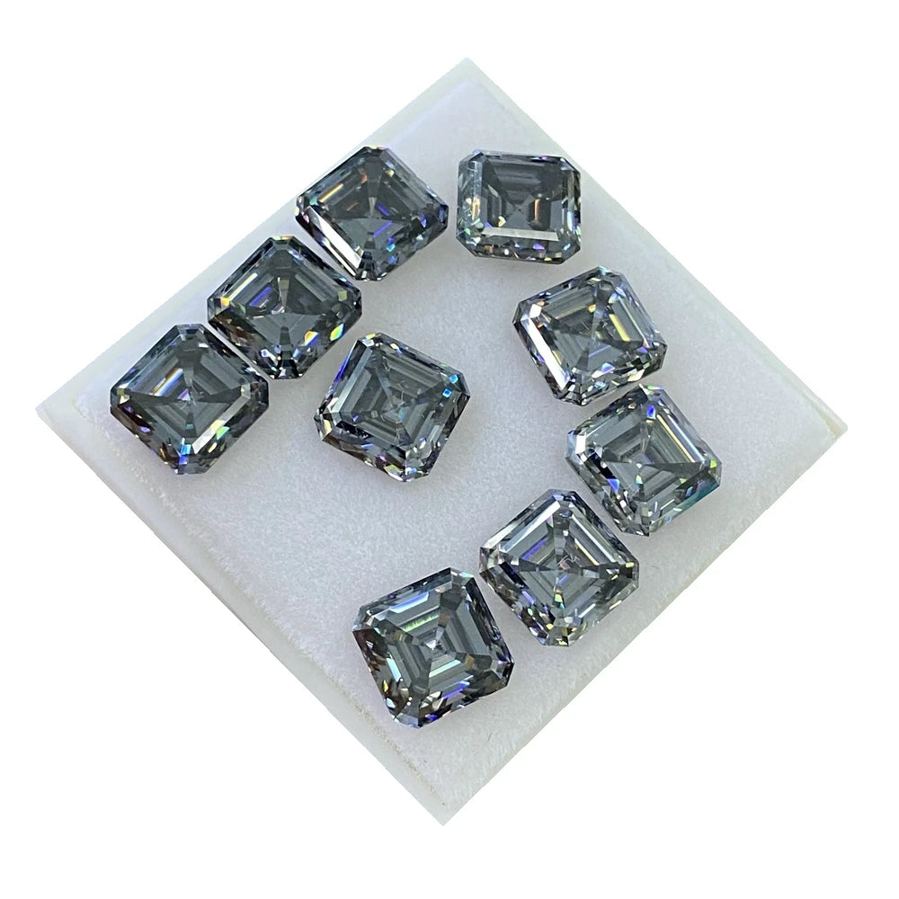 HQ GEMS 7*7mm 2cts GRA Gray Moissanite 10x10mm 5cts Asscher Cut Grey Moissanite Diamond