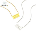 Wholesale Waterproof Pvd 18K Gold Plated Plain Square Signet Double Eleven 11:11 Number Necklace Pendant R.GEM. Jewelry