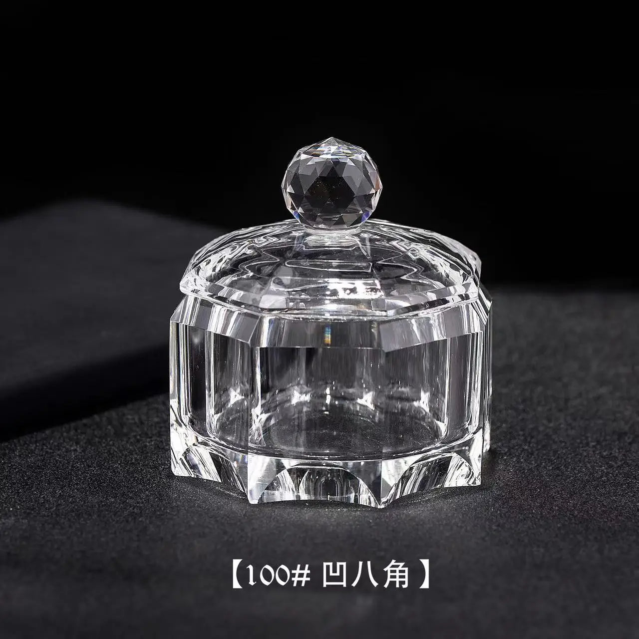 10cm Diameter Octagon Glass Crystal Candy Jar Jewelry Trinket Boxes MH-QT0488