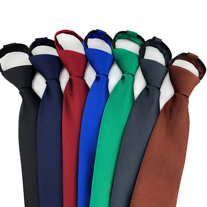 Wholesale Men's Solid Navy & Black Polyester Neckties with Zipper Elegant Ties for Formal Wear