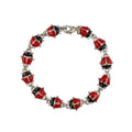 Fashionable Women's Ladybug Bracelet Red Black Unique Oil Enamel Painting Chain Linked Rhodium Plated Brass for Wedding Parties