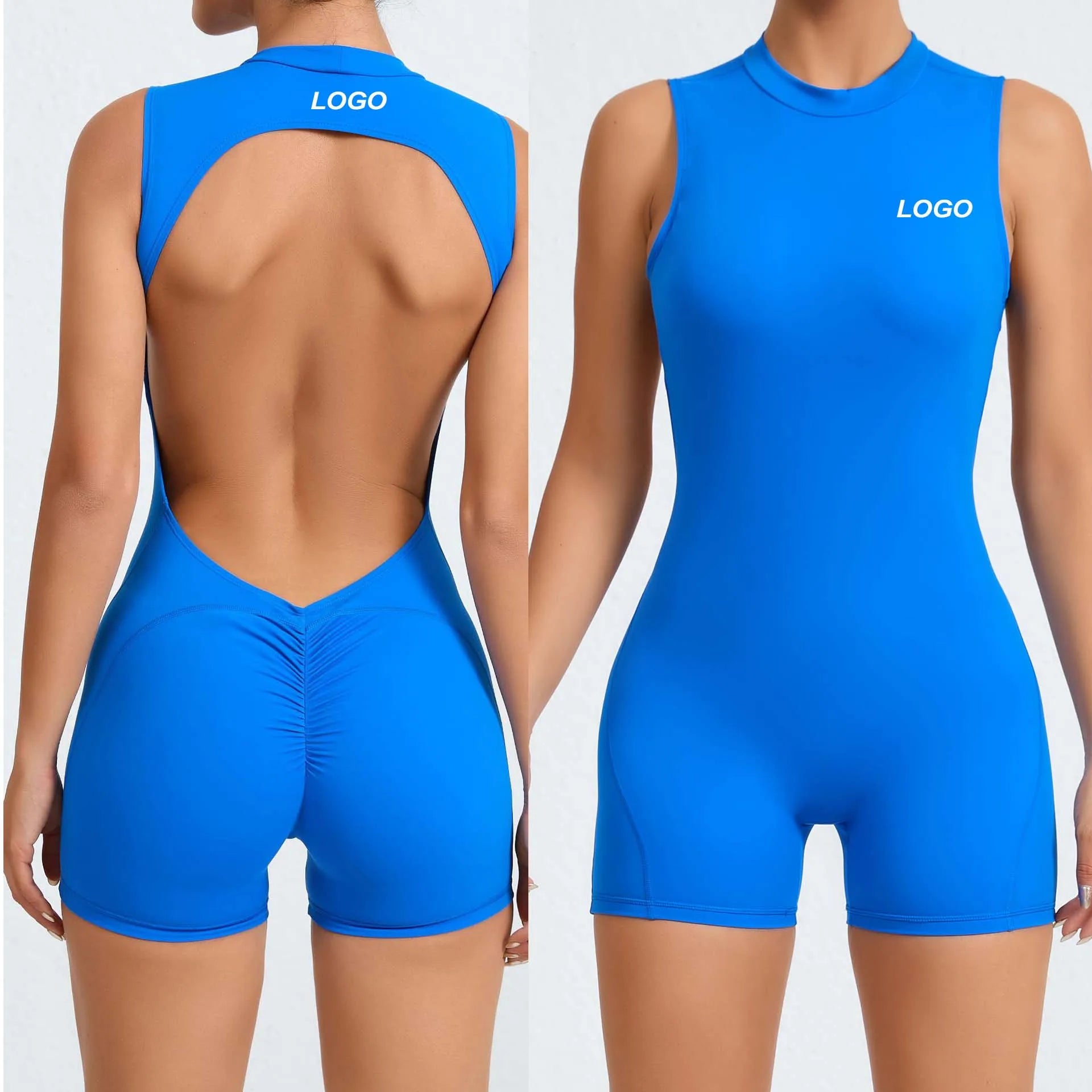 Women's Sleeveless Sports Jumpsuit Back Hollow-out & Removable Chest Pad Peach Butt Fitness Bodysuits & Jumpsuits