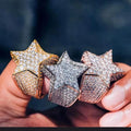 European American Jewelry Hip Hop Diamond Ring Cross-border New Luxury Full Zircon Five Pointed Star Ring for Men