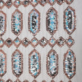 Embroidered Knitted Weft 100% Polyester Breathable Sequin Mesh Fabric with Pearls and Beads for Wedding Girls Boys Shoes