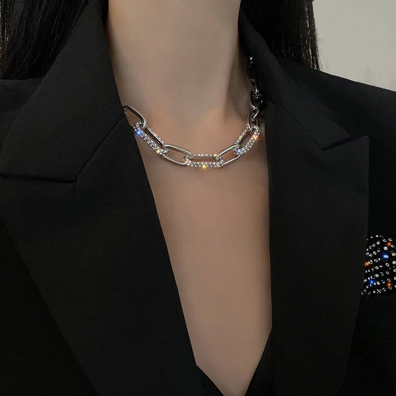 Punk Cuban Link Choker Necklace Collar Statement Hip Hop Big Chunky Aluminum Gold Color Thick Chain Necklace Women Jewelry