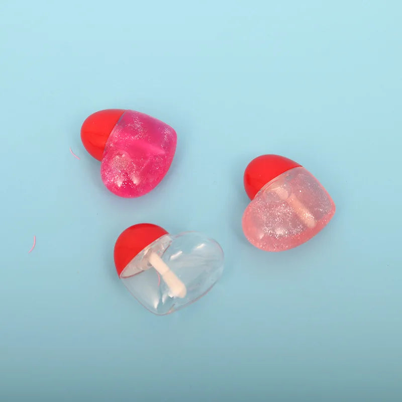 Mini Heart Shaped Waterproof Herbal Liquid Lip Gloss Tubes Vegan Cruelty Free Wholesale Kid Lip Glaze Base