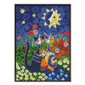 Garden Cats Cross Stitch Embroidery Kits Cotton Thread Landscape Printed Cloth Needlework Handicraft Diy Art Home Decor