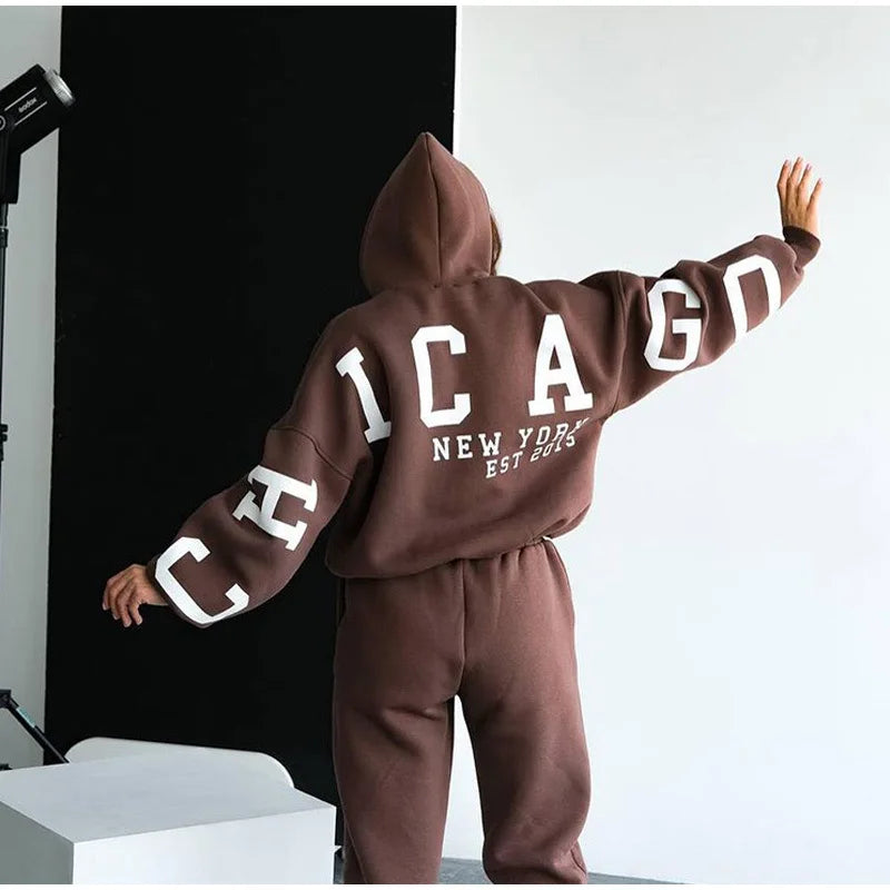 Custom Logo Hoodies and Sweat Pants Jogger Set Womanwomen Tracksuit 2 Two Piece Set Sweatpants and Hoodie Setwomen Hoodies