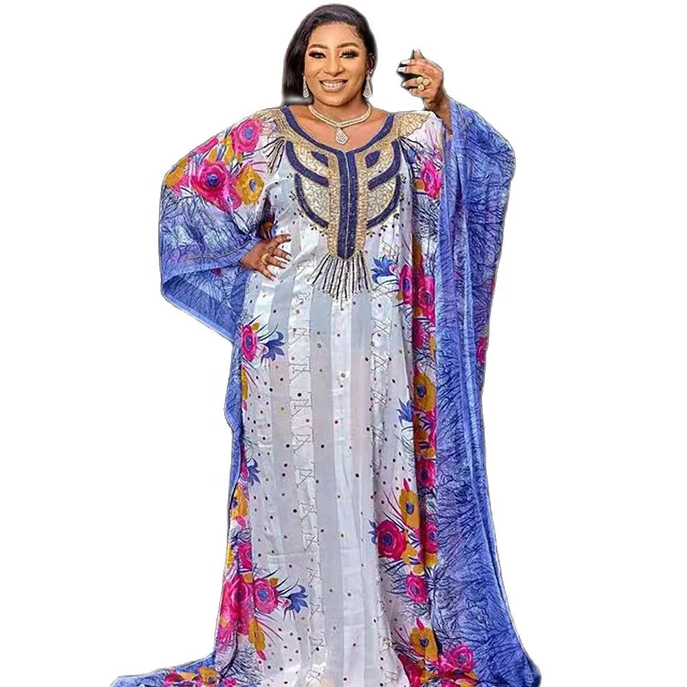 Best Price Two Piece Set Women African Clothing Chiffon Boubou Africain Homme Rhinestone African American