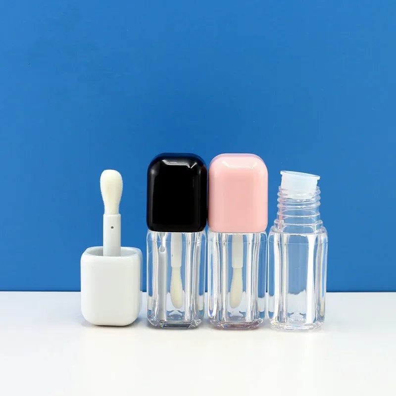 4ml Plastic Square Cosmetic Empty Lip Gloss Tube Container With Wand Big Brush Concealer Stick with Large Brush Head