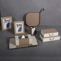 Modern Luxury Wood Leather Serving Tray Photo Frame Storage Box Novelty Home Office Hotel Space Decor Holiday Gift for Business